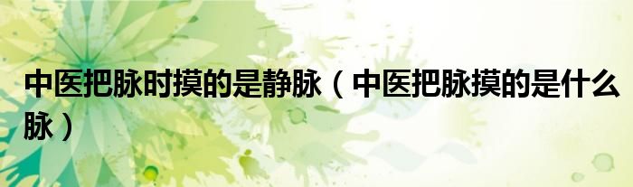 中醫(yī)把脈時摸的是靜脈（中醫(yī)把脈摸的是什么脈）