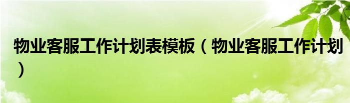 物業(yè)客服工作計劃表模板(物業(yè)客服工作計劃)