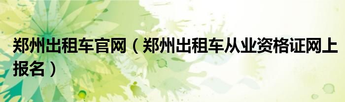 鄭州出租車(chē)官網(wǎng)（鄭州出租車(chē)從業(yè)資格證網(wǎng)上報(bào)名）