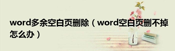 word多余空白頁刪除（word空白頁刪不掉怎么辦）