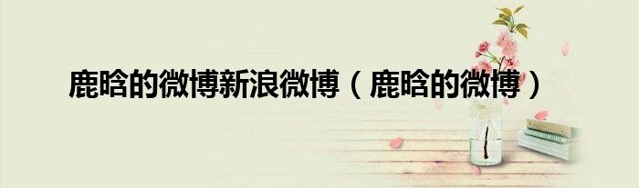 鹿晗的微博新浪微博（鹿晗的微博）