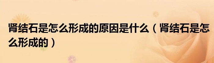 腎結石是怎么形成的原因是什么（腎結石是怎么形成的）