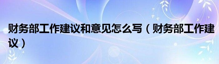 財(cái)務(wù)部工作建議和意見(jiàn)怎么寫(xiě)（財(cái)務(wù)部工作建議）