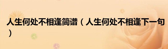 人生何處不相逢簡譜（人生何處不相逢下一句）