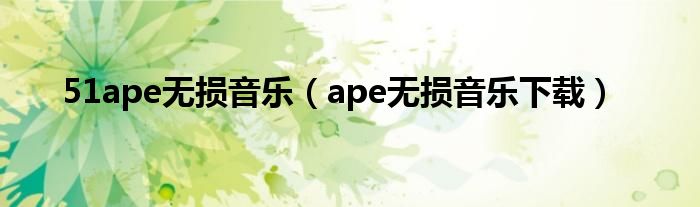 51ape無損音樂（ape無損音樂下載）