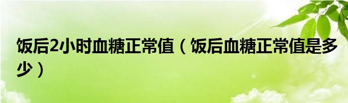 飯后2小時(shí)血糖正常值(飯后血糖正常值是多少)