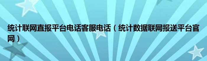 統(tǒng)計(jì)聯(lián)網(wǎng)直報(bào)平臺電話客服電話（統(tǒng)計(jì)數(shù)據(jù)聯(lián)網(wǎng)報(bào)送平臺官網(wǎng)）