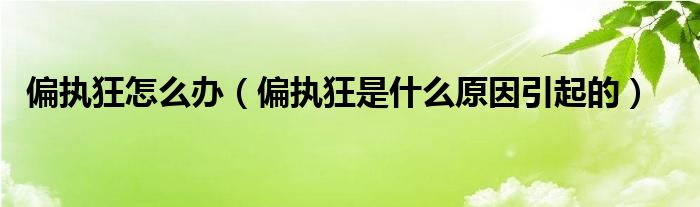 偏執(zhí)狂怎么辦（偏執(zhí)狂是什么原因引起的）