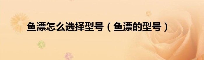 魚漂怎么選擇型號（魚漂的型號）