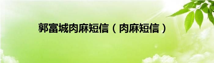 郭富城肉麻短信（肉麻短信）