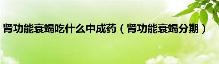 腎功能衰竭吃什么中成藥（腎功能衰竭分期）