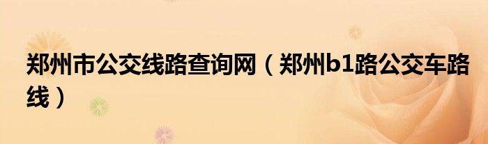 鄭州市公交線路查詢(xún)網(wǎng)（鄭州b1路公交車(chē)路線）