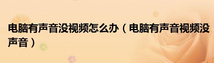 電腦有聲音沒視頻怎么辦（電腦有聲音視頻沒聲音）