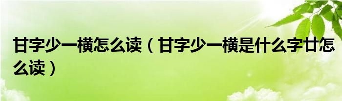 甘字少一橫怎么讀（甘字少一橫是什么字廿怎么讀）