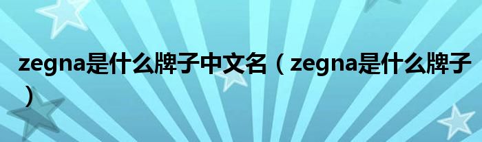 zegna是什么牌子中文名（zegna是什么牌子）
