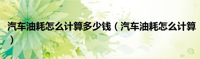 汽車油耗怎么計算多少錢（汽車油耗怎么計算）