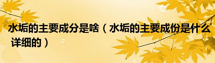 水垢的主要成分是啥（水垢的主要成份是什么 詳細(xì)的）