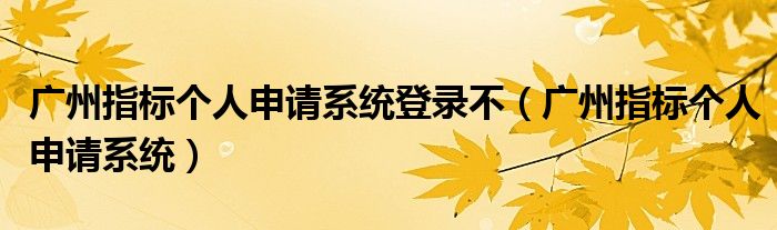 廣州指標(biāo)個(gè)人申請系統(tǒng)登錄不（廣州指標(biāo)個(gè)人申請系統(tǒng)）