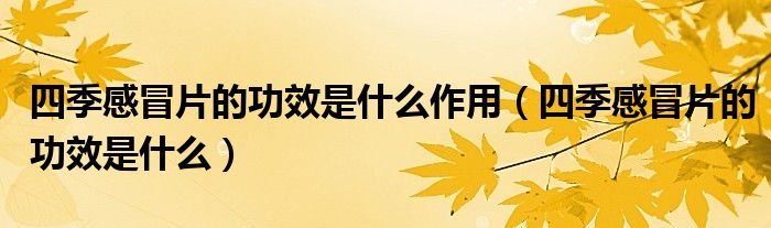 四季感冒片的功效是什么作用(四季感冒片的功效是什么)