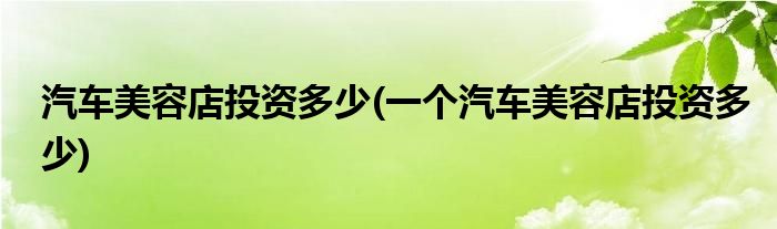 汽車美容店投資多少(一個(gè)汽車美容店投資多少)