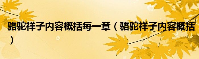 駱駝祥子內(nèi)容概括每一章（駱駝祥子內(nèi)容概括）