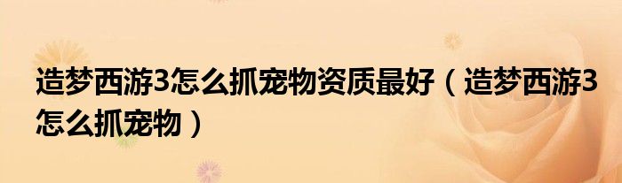 造夢(mèng)西游3怎么抓寵物資質(zhì)最好（造夢(mèng)西游3怎么抓寵物）