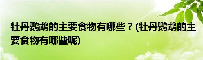 牡丹鸚鵡的主要食物有哪些？(牡丹鸚鵡的主要食物有哪些呢)