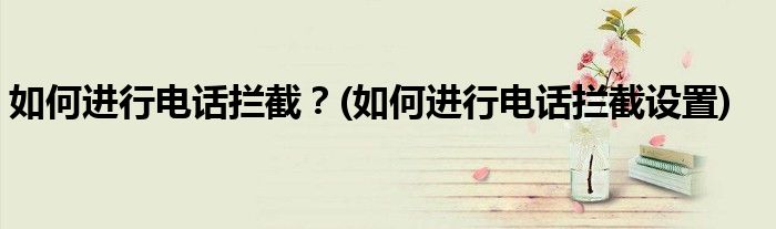 如何進行電話攔截？(如何進行電話攔截設(shè)置)