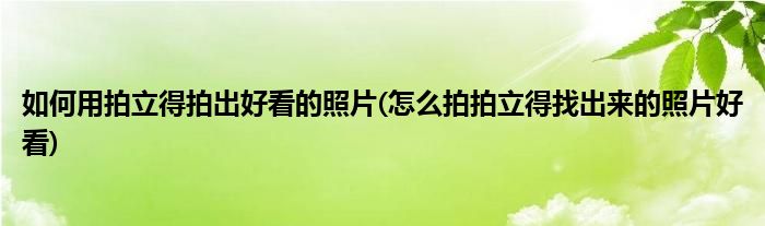 如何用拍立得拍出好看的照片(怎么拍拍立得找出來(lái)的照片好看)