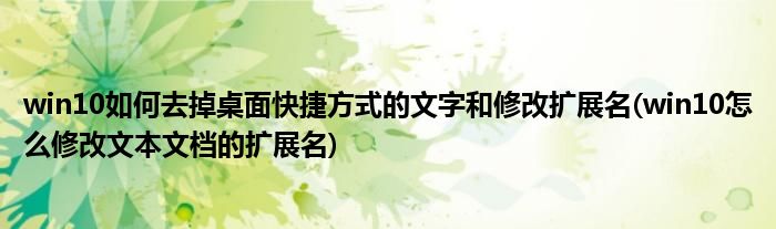win10如何去掉桌面快捷方式的文字和修改擴(kuò)展名(win10怎么修改文本文檔的擴(kuò)展名)