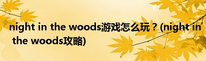 night in the woods游戲怎么玩？(night in the woods攻略)