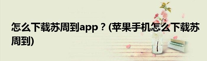 怎么下載蘇周到app？(蘋果手機(jī)怎么下載蘇周到)