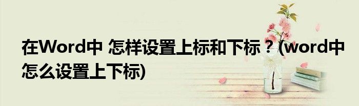 在Word中 怎樣設(shè)置上標(biāo)和下標(biāo)？(word中怎么設(shè)置上下標(biāo))