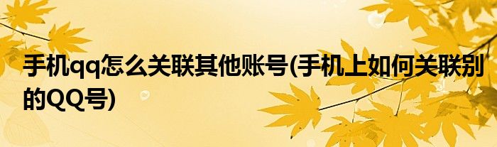 手機qq怎么關(guān)聯(lián)其他賬號(手機上如何關(guān)聯(lián)別的QQ號)