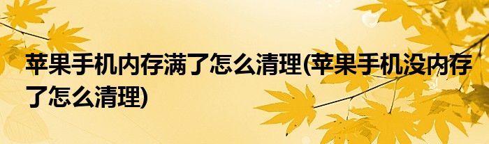 蘋果手機(jī)內(nèi)存滿了怎么清理(蘋果手機(jī)沒內(nèi)存了怎么清理)
