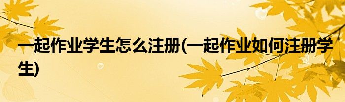 一起作業(yè)學(xué)生怎么注冊(一起作業(yè)如何注冊學(xué)生)