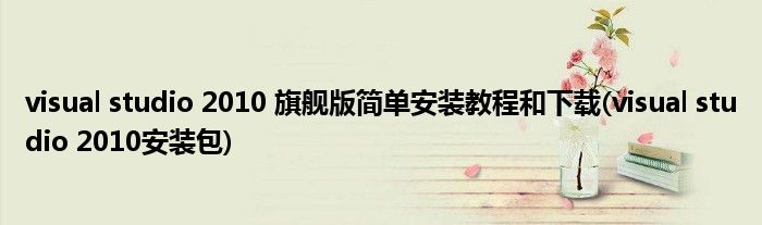 visual studio 2010 旗艦版簡(jiǎn)單安裝教程和下載(visual studio 2010安裝包)
