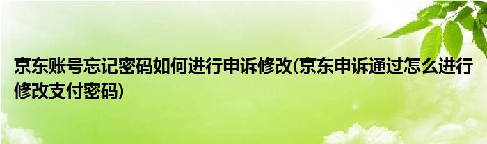 京東賬號(hào)忘記密碼如何進(jìn)行申訴修改(京東申訴通過怎么進(jìn)行修改支付密碼)