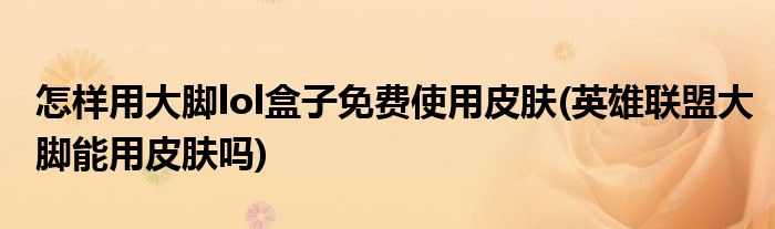 怎樣用大腳lol盒子免費使用皮膚(英雄聯(lián)盟大腳能用皮膚嗎)