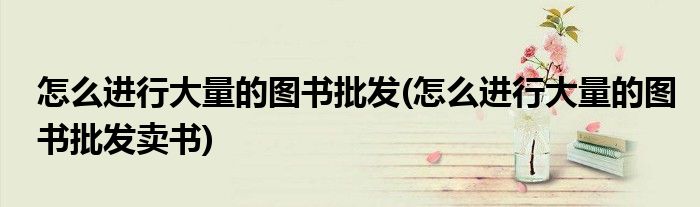 怎么進行大量的圖書批發(fā)(怎么進行大量的圖書批發(fā)賣書)
