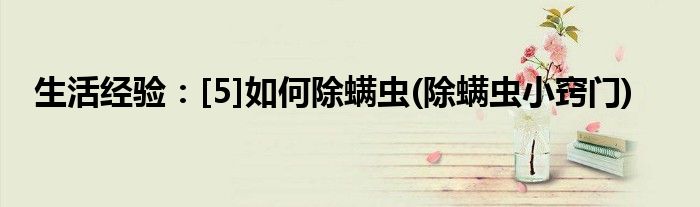 生活經(jīng)驗(yàn)：[5]如何除螨蟲(除螨蟲小竅門)