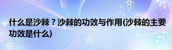 什么是沙棘？沙棘的功效與作用(沙棘的主要功效是什么)