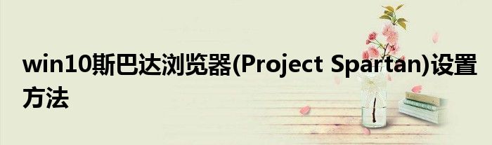 win10斯巴達(dá)瀏覽器(Project Spartan)設(shè)置方法