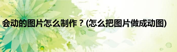 會(huì)動(dòng)的圖片怎么制作？(怎么把圖片做成動(dòng)圖)