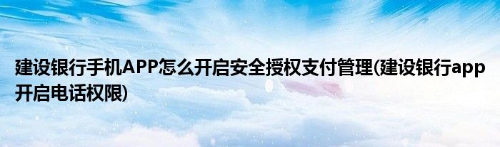 建設(shè)銀行手機(jī)APP怎么開(kāi)啟安全授權(quán)支付管理(建設(shè)銀行app開(kāi)啟電話權(quán)限)
