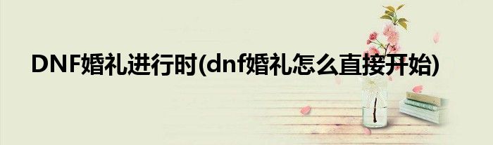 DNF婚禮進(jìn)行時(dnf婚禮怎么直接開始)