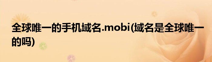 全球唯一的手機域名.mobi(域名是全球唯一的嗎)