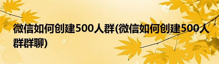 微信如何創(chuàng)建500人群(微信如何創(chuàng)建500人群群聊)