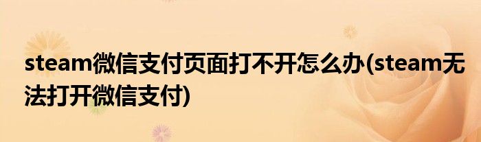 steam微信支付頁面打不開怎么辦(steam無法打開微信支付)