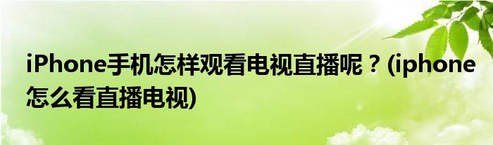 iPhone手機怎樣觀看電視直播呢？(iphone怎么看直播電視)